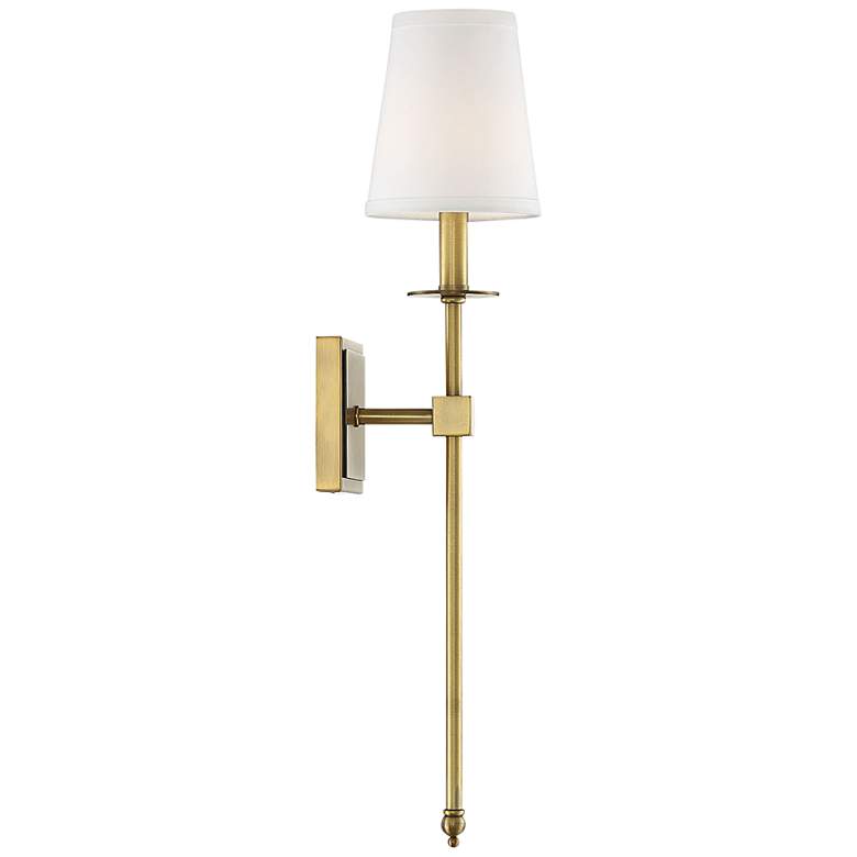 Image 5 Savoy House Essentials Monroe 24 inch High Warm Brass 1-Light Wall Sconce more views