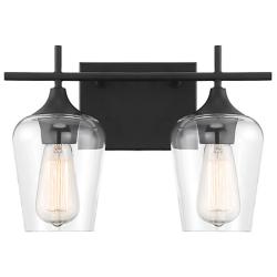 Savoy House Essentials Octave 13.75" Wide 2-Light Black Bath Light