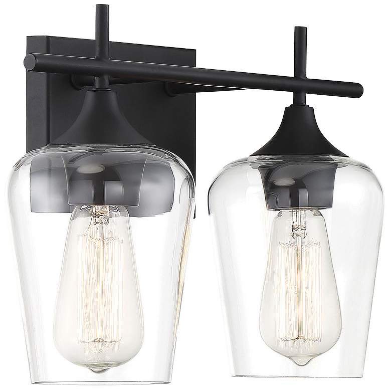 Image 4 Savoy House Essentials Octave 13.75" Wide 2-Light Black Bath Light more views