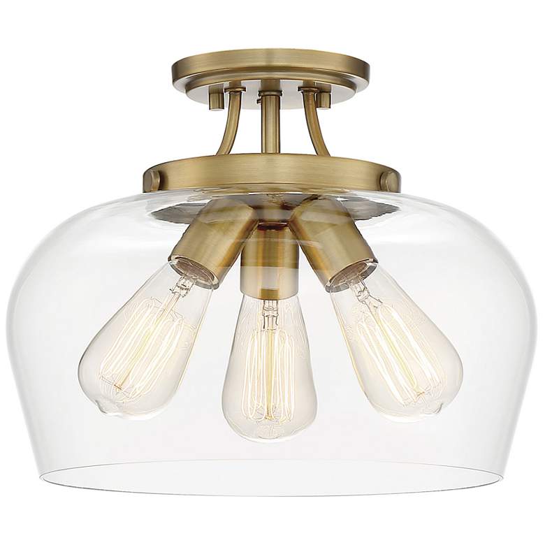 Image 3 Savoy House Essentials Octave 13" Wide Warm Brass 3-Light Ceiling Ligh more views