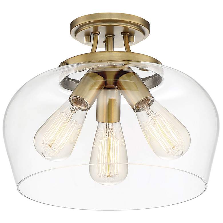 Image 4 Savoy House Essentials Octave 13" Wide Warm Brass 3-Light Ceiling Ligh more views