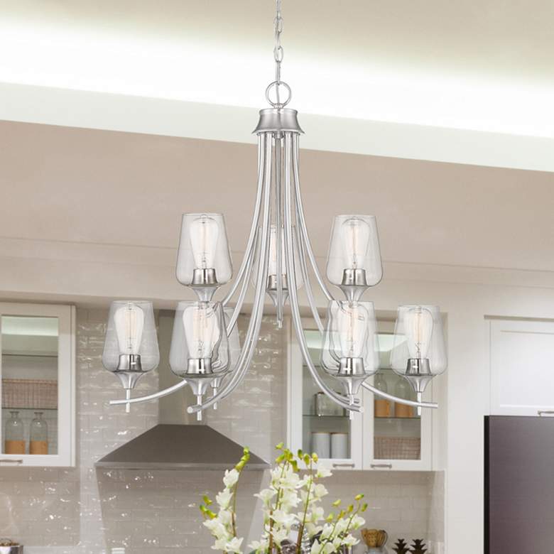 Image 1 Savoy House Essentials Octave 30" Wide Satin Nickel 9-Light Chandelier