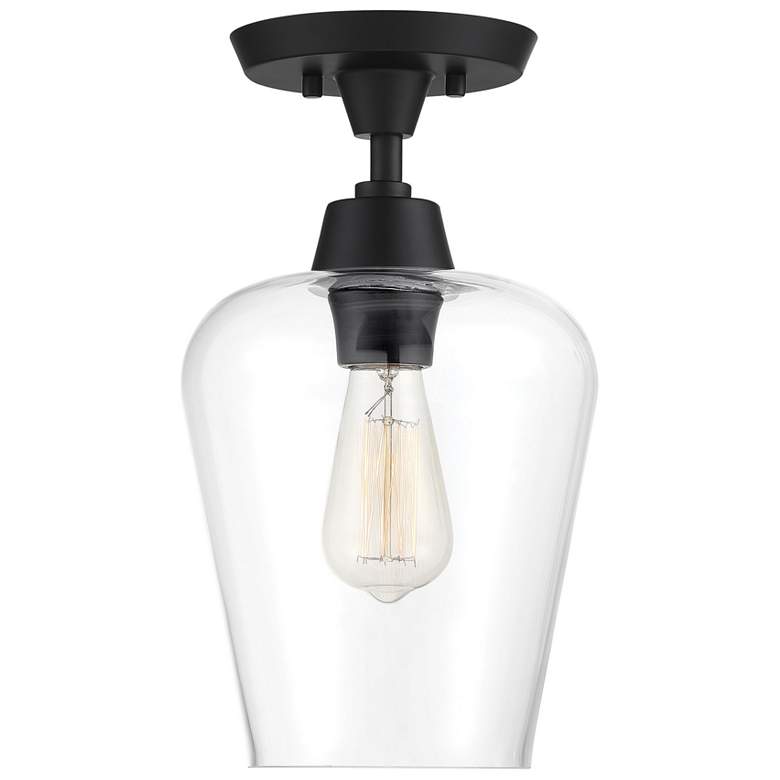 Image 1 Savoy House Essentials Octave 8" Wide Black 1-Light Ceiling Light