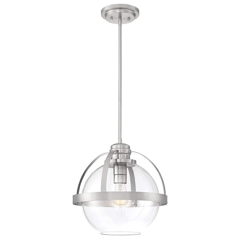 Image 1 Savoy House Essentials Pendleton 14" Wide Satin Nickel 1-Light Pendant