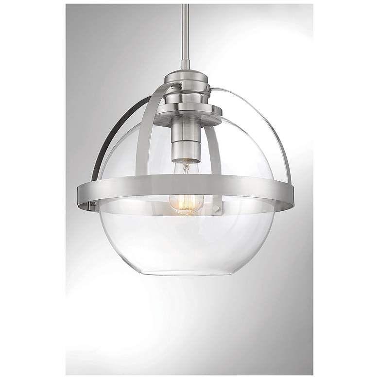 Image 6 Savoy House Essentials Pendleton 14" Wide Satin Nickel 1-Light Pendant more views