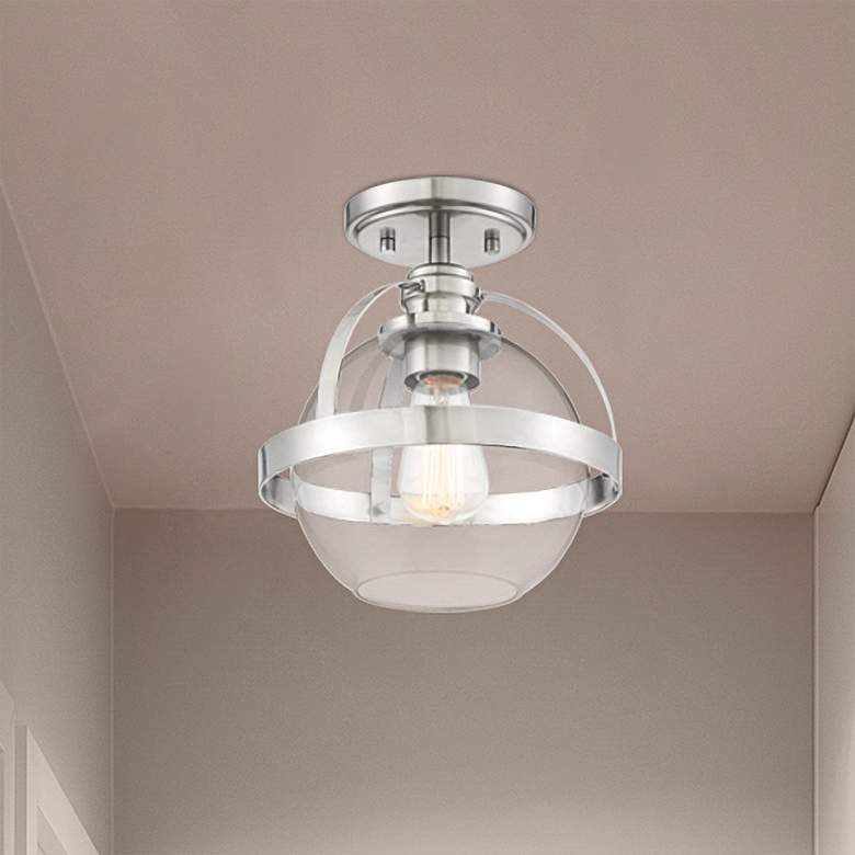 Image 2 Savoy House Essentials Pendleton 9.38" Wide Satin Nickel Ceiling Light