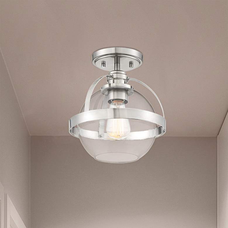 Image 2 Savoy House Essentials Pendleton 9.38 inch Wide Satin Nickel Ceiling Light