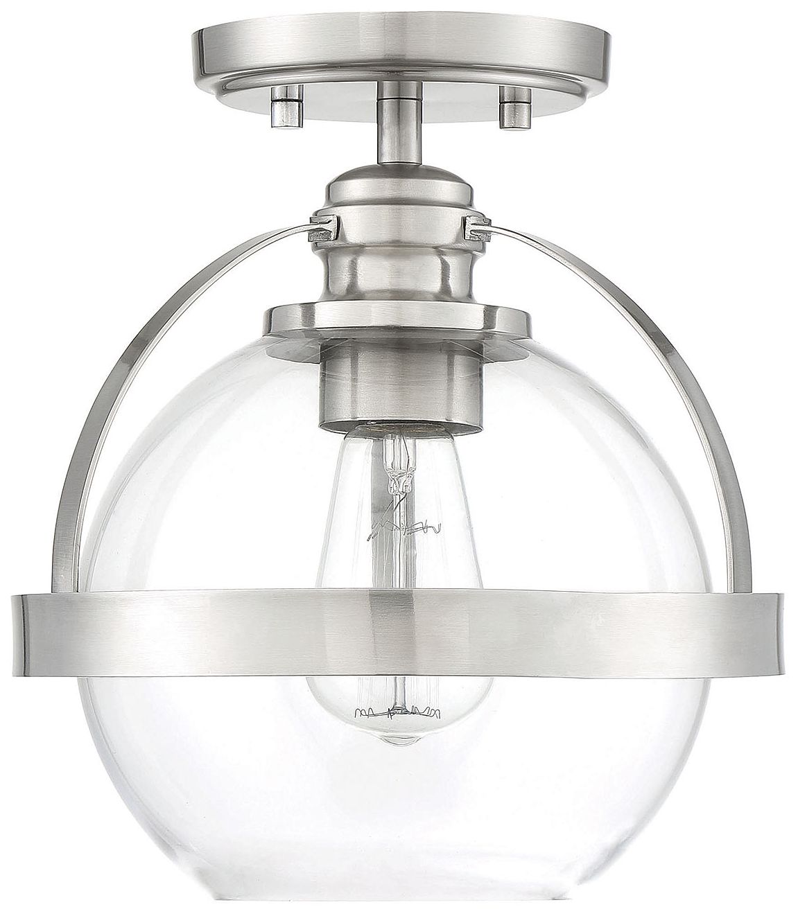 Savoy House Essentials Pendleton 9.38" Wide Satin Nickel Ceiling Light in scene