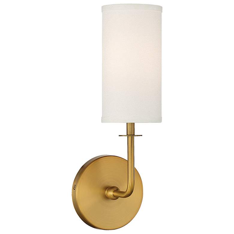 Image 1 Savoy House Essentials Powell 15" High Warm Brass 1-Light Wall Sconce
