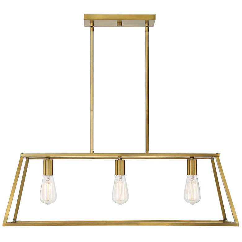 Image 1 Savoy House Essentials Powell 15" Wide Warm Brass Linear Chandelier