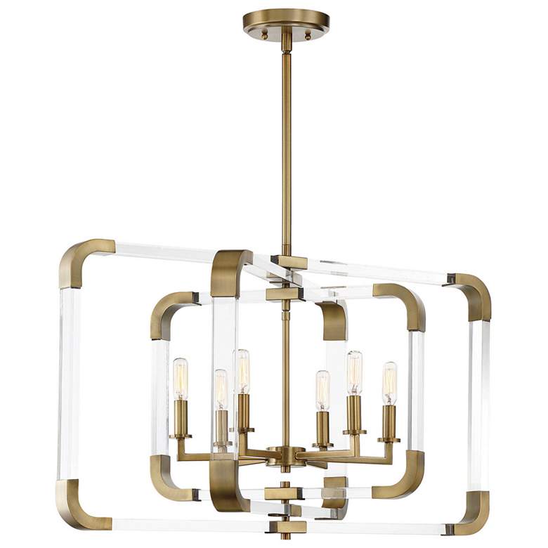 Image 1 Savoy House Essentials Rotterdam 24.75" Wide Warm Brass 6-Light Pendan