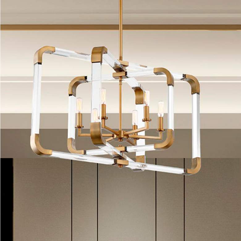 Image 1 Savoy House Essentials Rotterdam 24.75" Wide Warm Brass 6-Light Pendan