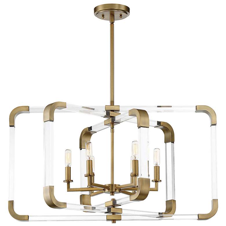 Image 6 Savoy House Essentials Rotterdam 24.75" Wide Warm Brass 6-Light Pendan more views