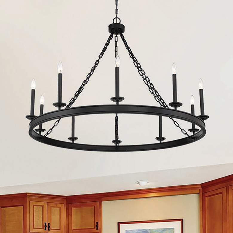 Image 1 Savoy House Essentials Seville 45" Wide Matte Black 10-Light Chandelie