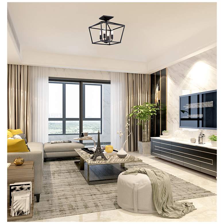 Image 7 Savoy House Essentials Townsend 13" Wide Matte Black 4-Light Ceiling L more views