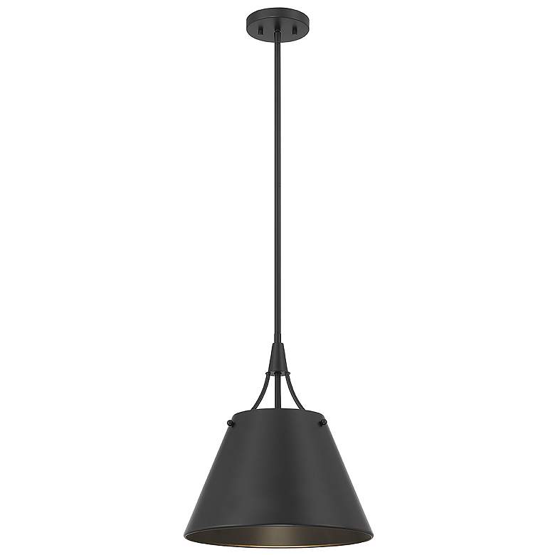 Image 1 Savoy House Essentials Willis 14" Wide Matte Black 1-Light Pendant