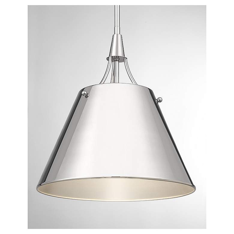 Image 3 Savoy House Essentials Willis 14" Wide Polished Nickel 1-Light Pendant more views