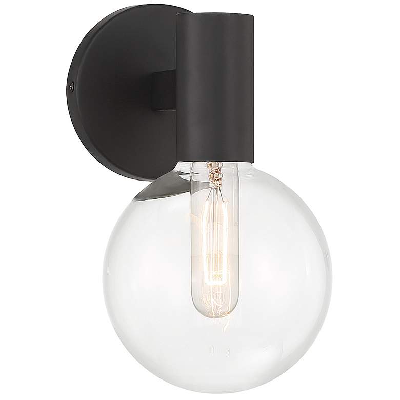 Image 1 Savoy House Essentials Wright 10" High Matte Black 1-Light Wall Sconce