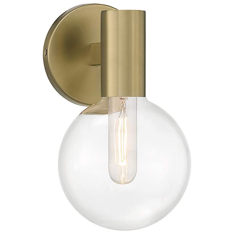 Image 1 Savoy House Essentials Wright 10" High Warm Brass 1-Light Wall Sconce