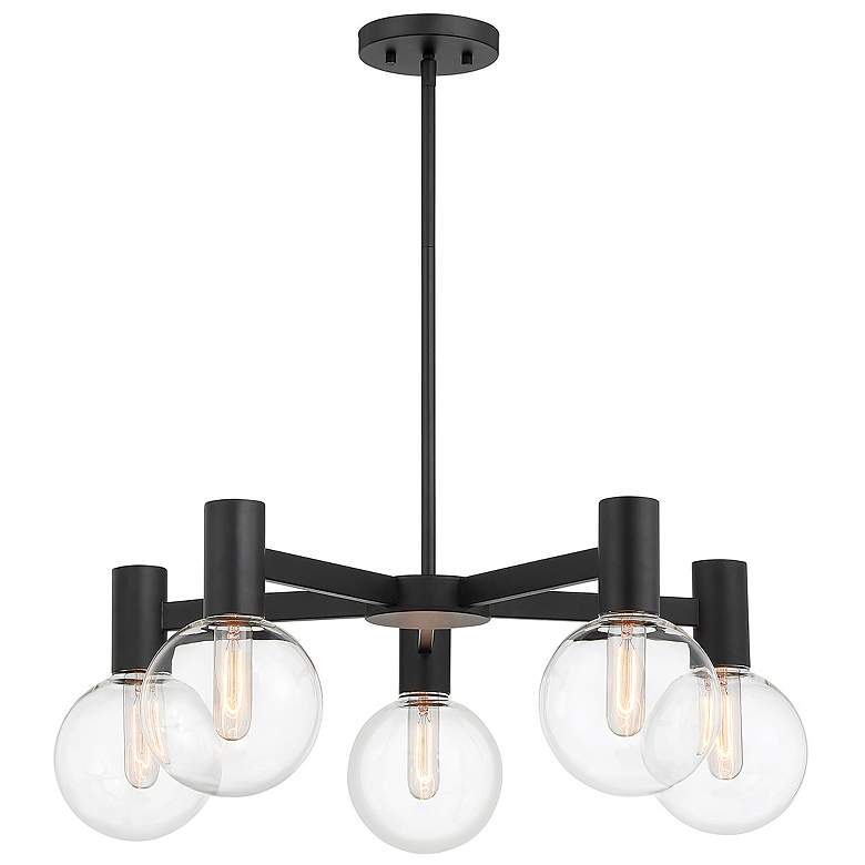 Image 3 Savoy House Essentials Wright 28" Wide Matte Black 5-Light Chandelier more views