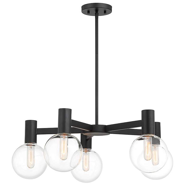 Image 5 Savoy House Essentials Wright 28" Wide Matte Black 5-Light Chandelier more views