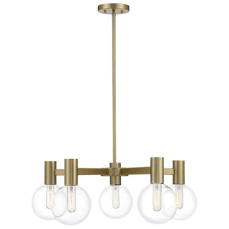 Image 1 Savoy House Essentials Wright 28" Wide Warm Brass 5-Light Chandelier