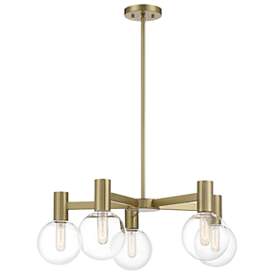 Image5 of Savoy House Essentials Wright 28" Wide Warm Brass 5-Light Chandelier more views