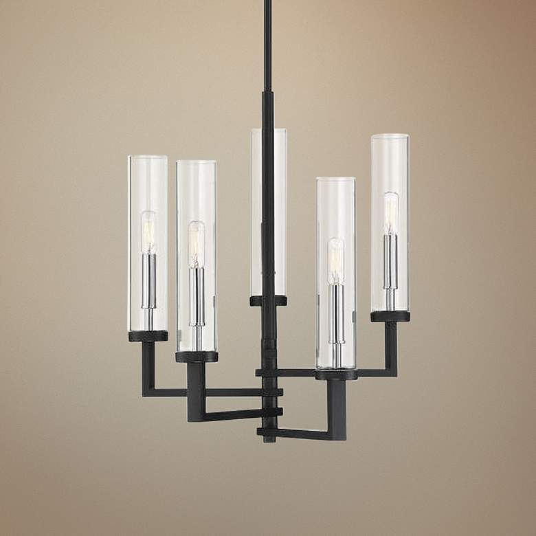 Image 1 Savoy House Folsom 16 1/2 inchW Matte Black 5-Light Chandelier