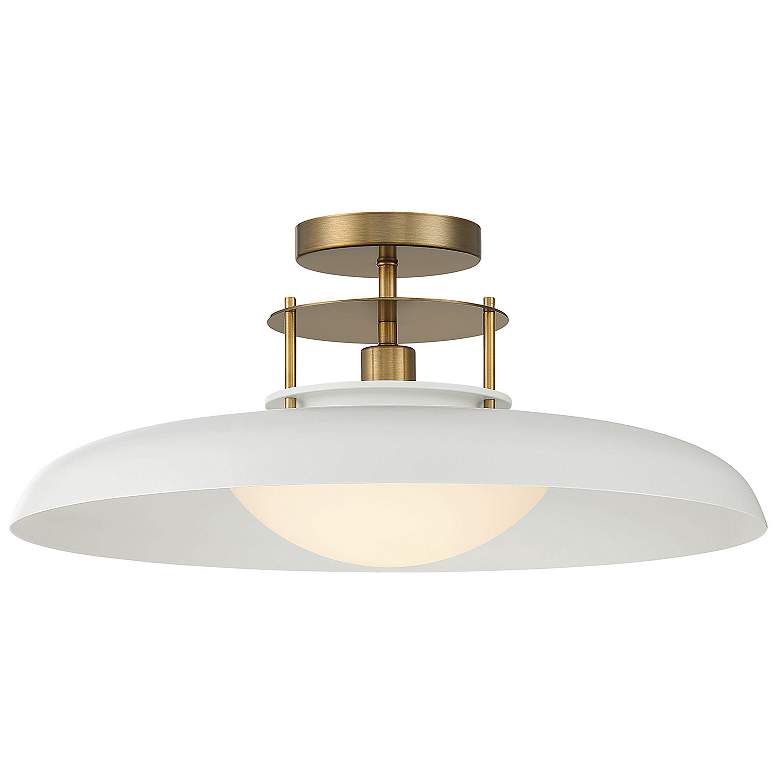 Image 1 Savoy House Gavin 20 inch White &#38; Warm Brass Accents 1-Light Ceiling L