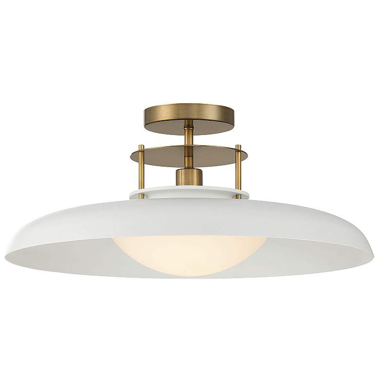 Image 1 Savoy House Gavin 20" White & Warm Brass Accents 1-Light Ceiling L