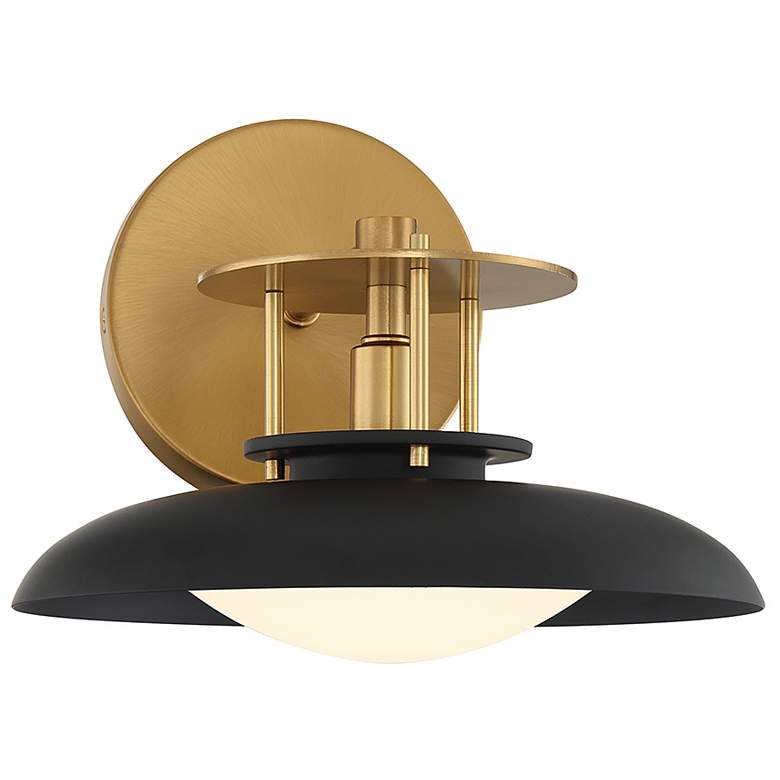Image 1 Savoy House Gavin 8" High Matte Black & Warm Brass Accents Wall Sc