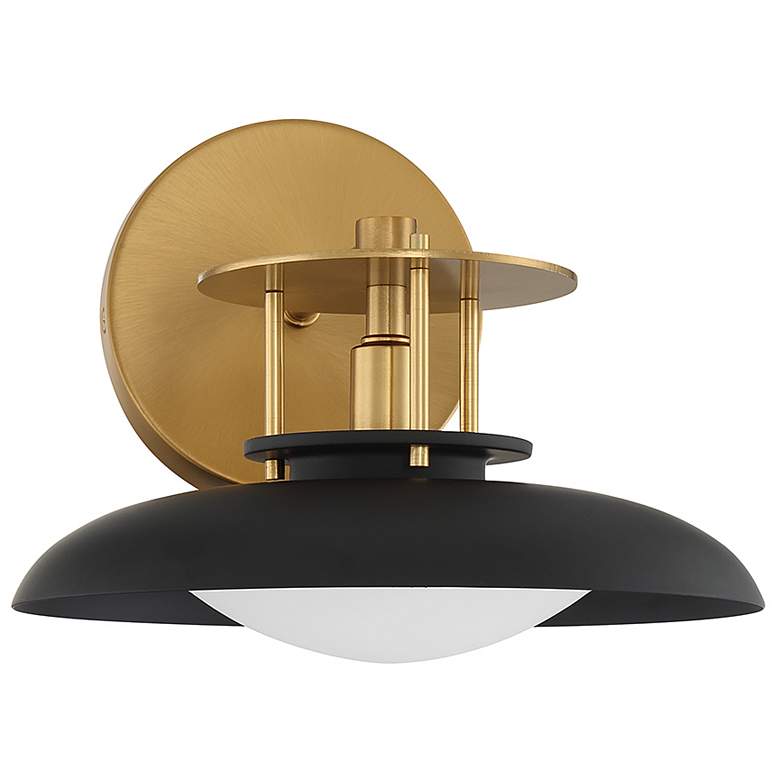 Image 2 Savoy House Gavin 8" High Matte Black & Warm Brass Accents Wall Sc more views