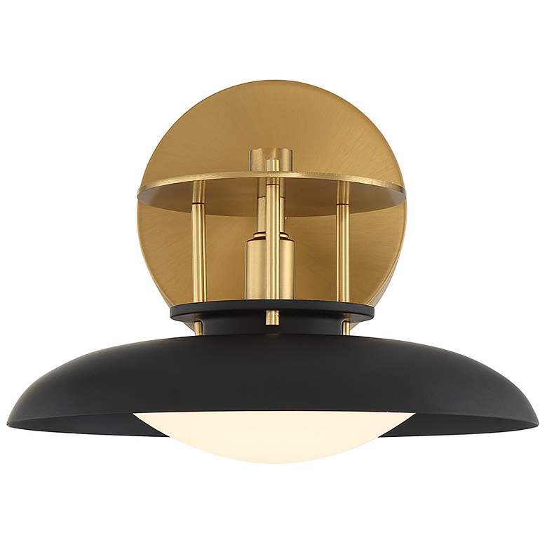 Image 3 Savoy House Gavin 8" High Matte Black & Warm Brass Accents Wall Sc more views