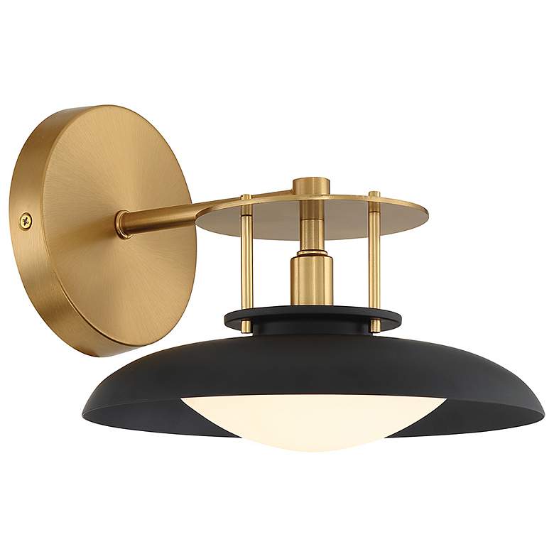 Image 4 Savoy House Gavin 8" High Matte Black & Warm Brass Accents Wall Sc more views