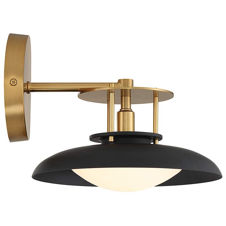 Image 5 Savoy House Gavin 8" High Matte Black & Warm Brass Accents Wall Sc more views