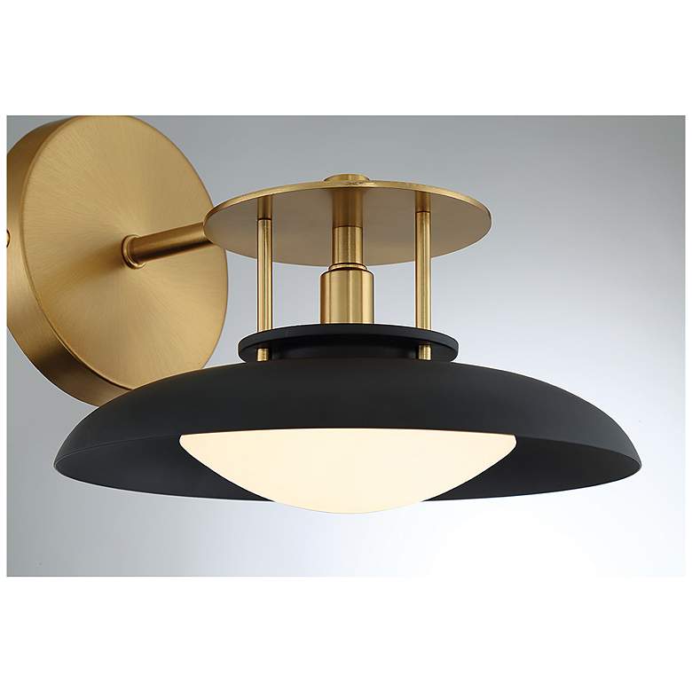 Image 6 Savoy House Gavin 8" High Matte Black & Warm Brass Accents Wall Sc more views