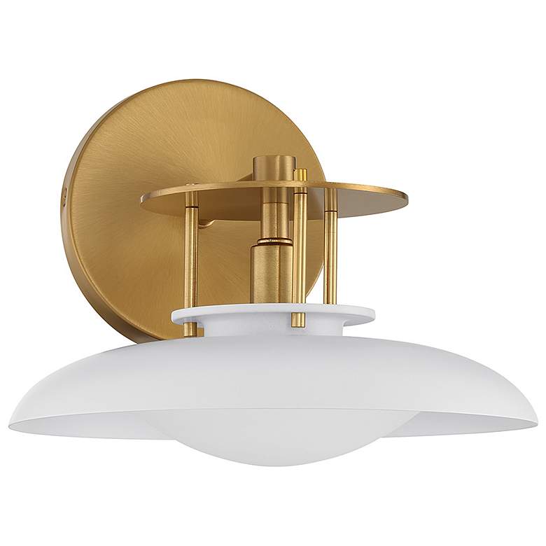 Image 2 Savoy House Gavin 8" High White with Warm Brass Accents 1-Light Wall S more views