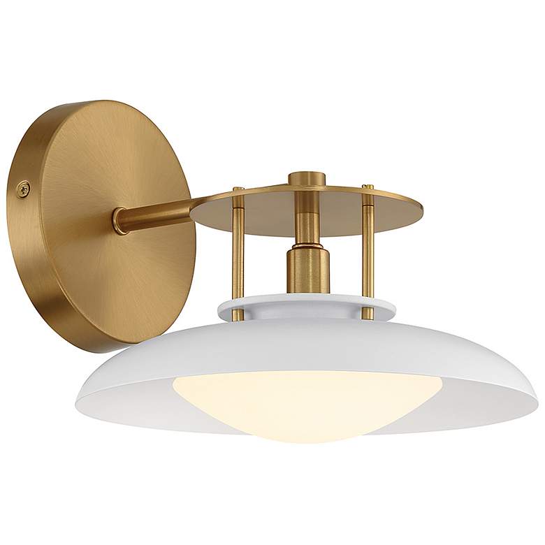 Image 4 Savoy House Gavin 8" High White with Warm Brass Accents 1-Light Wall S more views