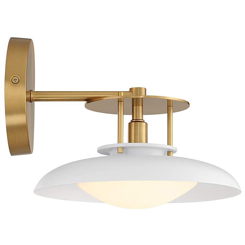 Image 5 Savoy House Gavin 8" High White with Warm Brass Accents 1-Light Wall S more views