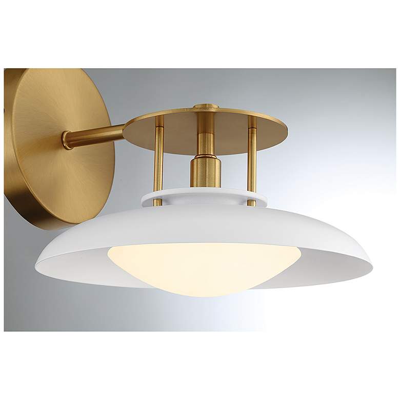 Image 6 Savoy House Gavin 8" High White with Warm Brass Accents 1-Light Wall S more views