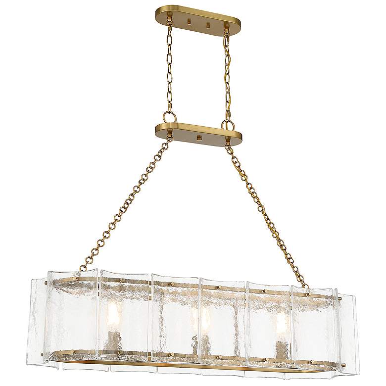 Image 1 Savoy House Genry 41"W Warm Brass 3-Light Linear Chandelier