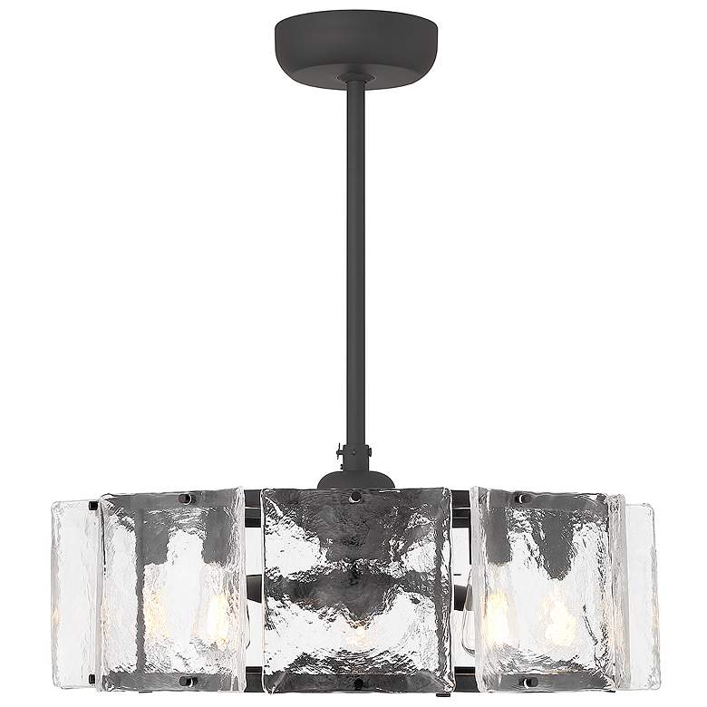 Image 1 Savoy House Genry 5-Light LED Black and Fosted Glass Fan D&#39;Lier
