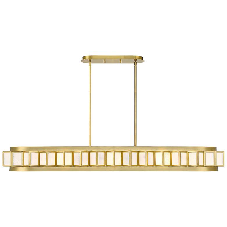 Image 3 Savoy House Gideon 14.5" Wide Warm Brass 8-Light Linear Chandelier more views
