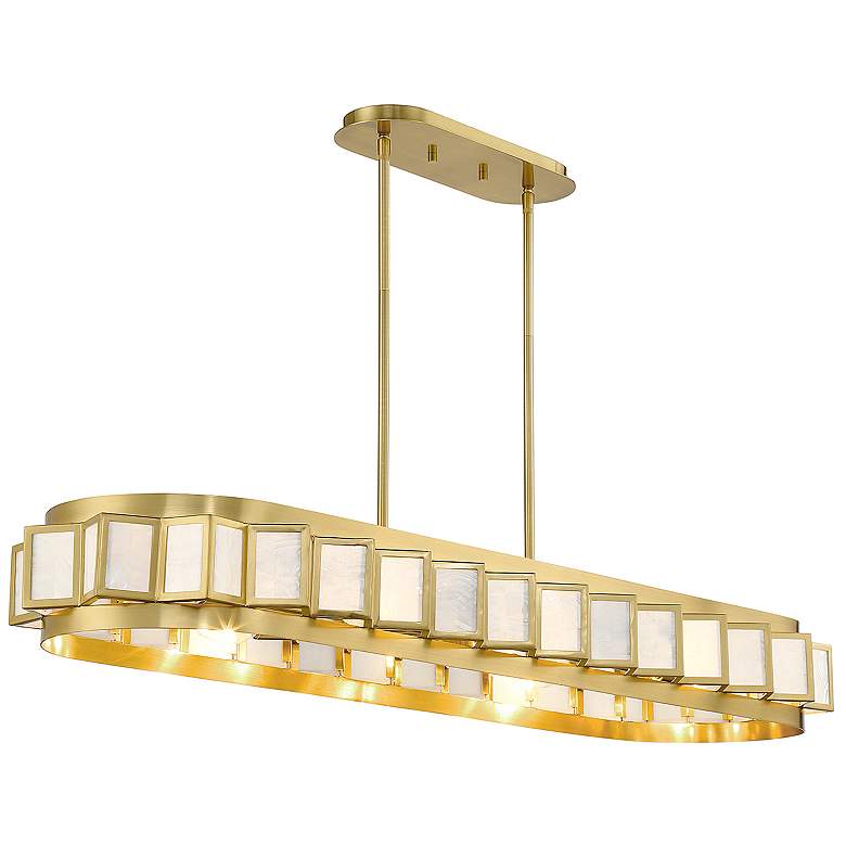 Image 4 Savoy House Gideon 14.5" Wide Warm Brass 8-Light Linear Chandelier more views