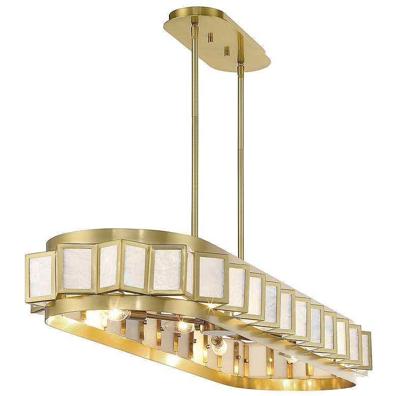 Image 5 Savoy House Gideon 14.5" Wide Warm Brass 8-Light Linear Chandelier more views