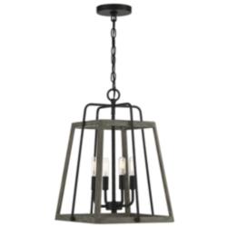 Savoy House Hasting 14&quot; Wide Noblewood with Iron 4-Light Pendant