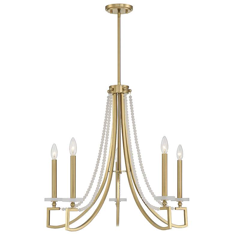 Image 1 Savoy House Helen 27 inch Wide Warm Brass 5-Light Chandelier