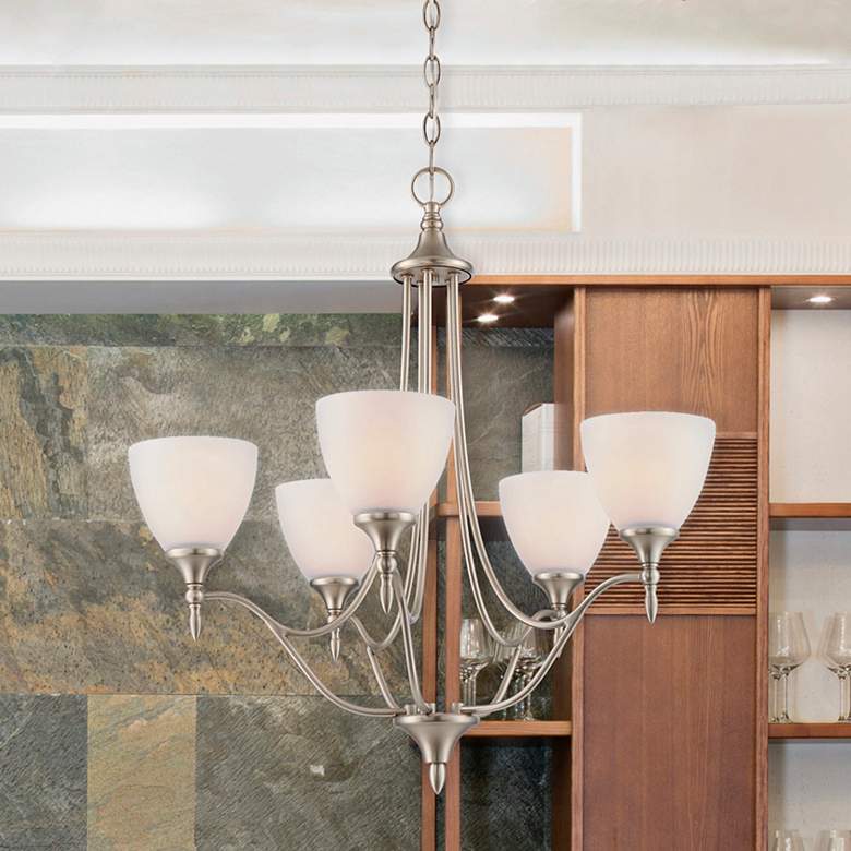 Image 1 Savoy House Herndon 26" Wide Satin Nickel 5-Light Chandelier