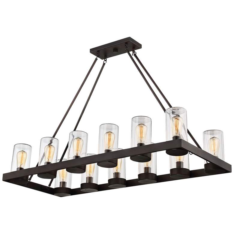 Image 2 Savoy House Inman 45"W Bronze Damp Rated Outdoor Island Light Pendant