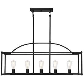 Image1 of Savoy House Iris 31.5" Wide Matte Black with Warm Brass 6-Light Chande